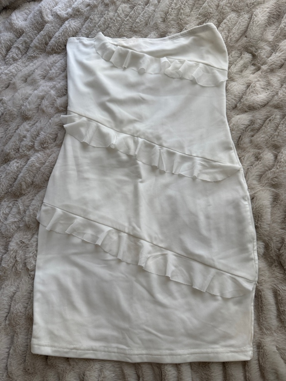 Princess Polly White Strapless Ruffle Bodycon Dress